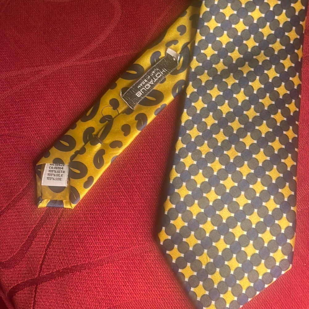 Bugatti yellow blue silk tie